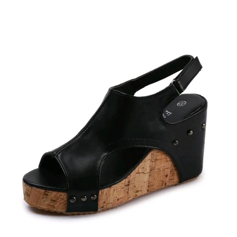 

2019 New Summer High Heels Female Sandals Open Toe Fish Head Slope with Shoes Women