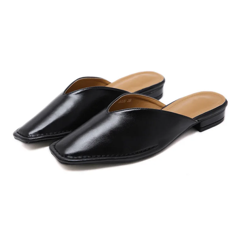 

2019 Spring Summer Women Shoes Leather Luxury Brand Women Flats Slip on Office Ladies Black Shoes A965