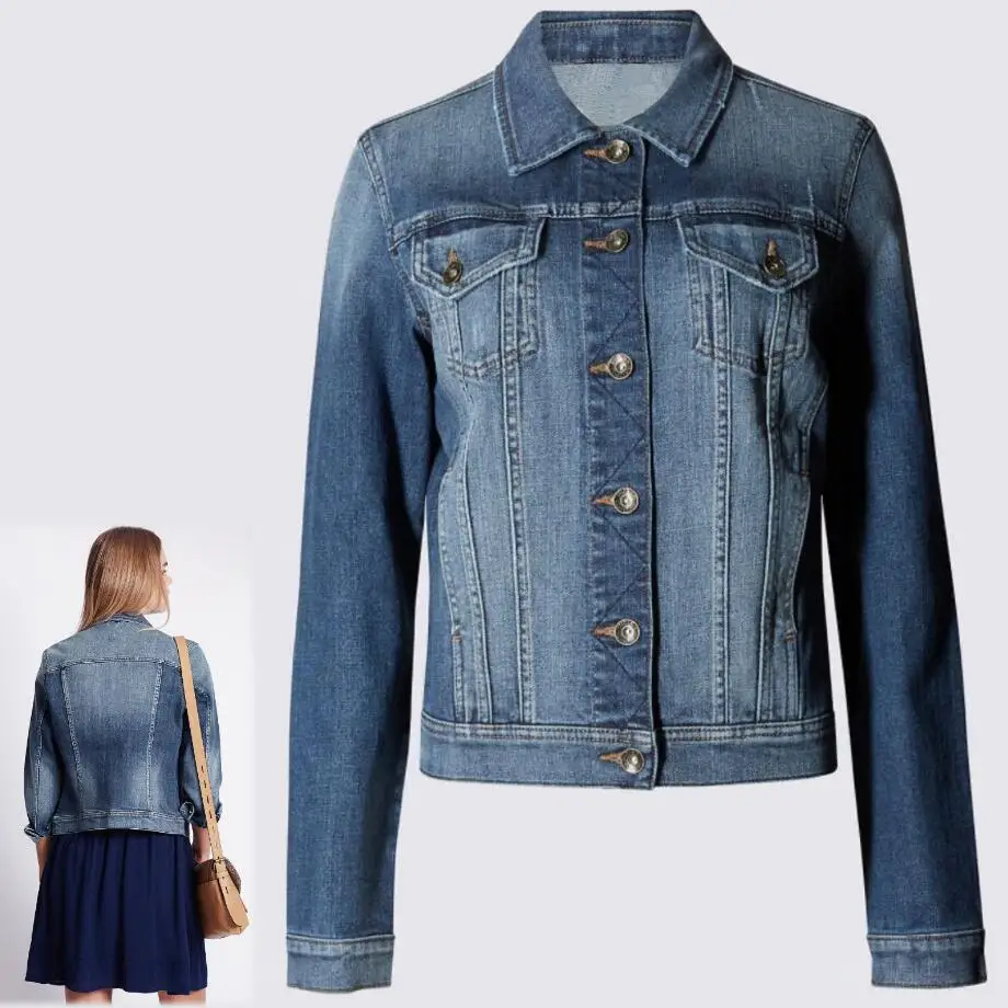 

2019 New Short Denim Jacket Women Fashion Restoring ancient ways Simplicity Female Elastic Jacket High Quality