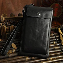 Natural Genuine Leather Universal Retro Wallet Pouch Case For iPhone 6 6S 7 Plus Samsung S7 S7 Edge J3 J5 2016 Phone Bags Cases
