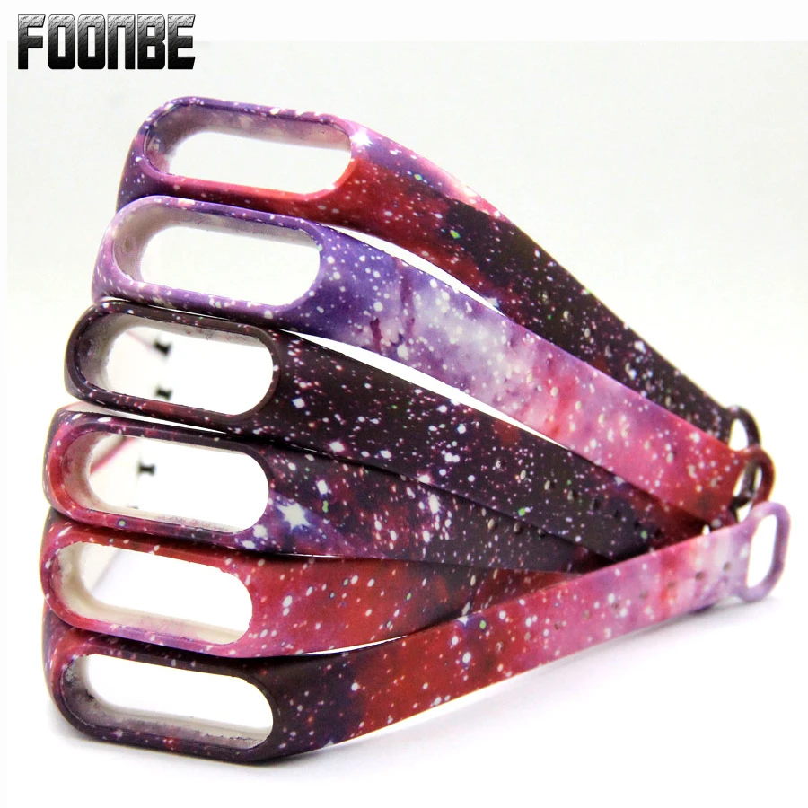 

Foonbe Brand For Mi Band 2 Bracelet Silicone Strap for Xiaomi Wristband for Mi band 2 Bracelet Starry sky Randomly Color