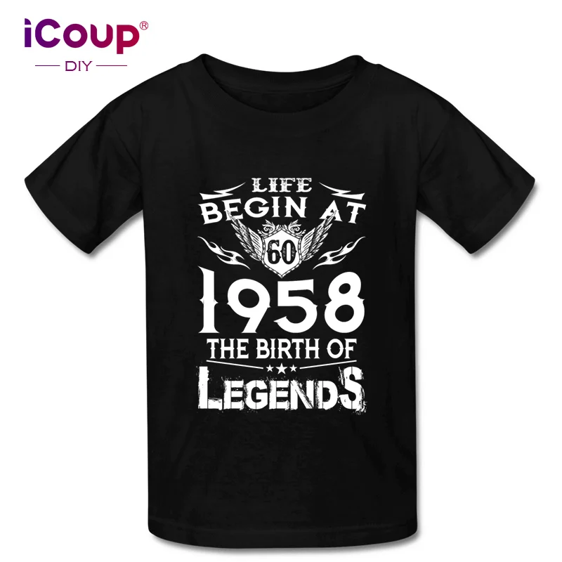 ICoup детская жизнь начинается в 60-1958 день рождения легенд 100% хлопок короткий рукав