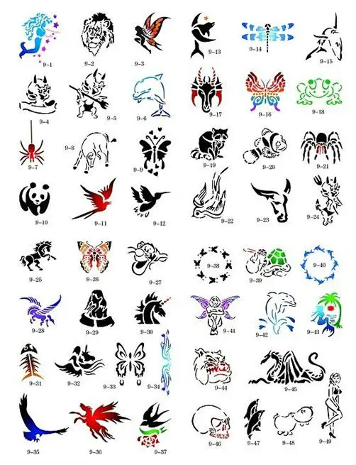 Animal series Temporary Airbrush Tattoo Stencil Template Book 100