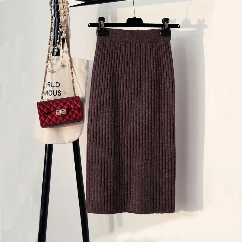 Hanyiren jupe crayon taille haute 2019 automne hiver femmes élégant tricoté moulante jupe noir solide dames tenue de bureau jupes 3 Hanyiren jupe crayon taille haute 2019 automne hiver femmes élégant tricoté moulante jupe noir solide dames tenue de bureau jupes 3