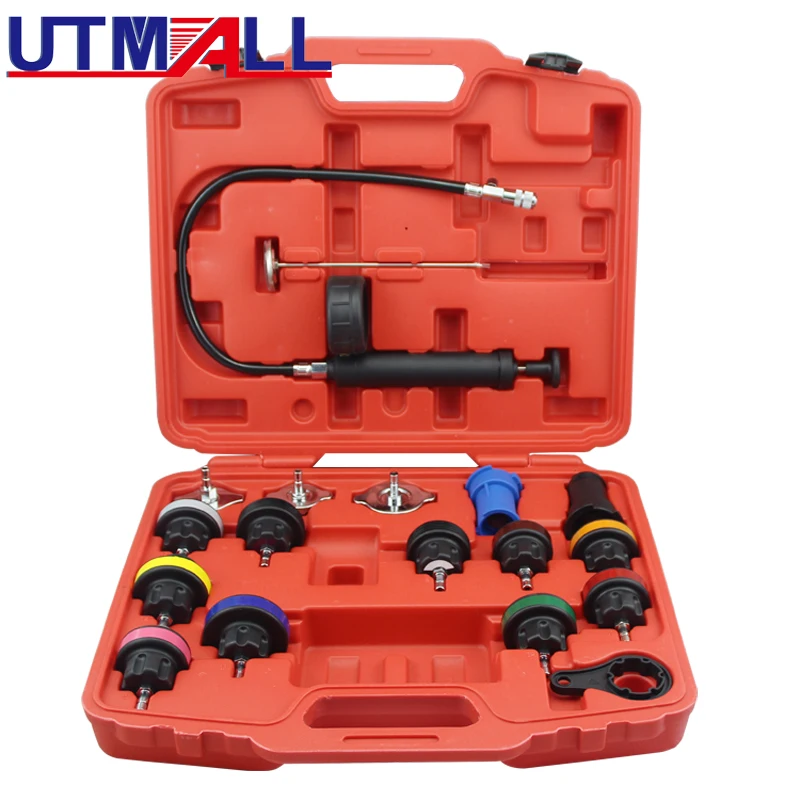 

18pcs Universal Radiator Pressure Tester Tool Kit Cooling System Testing Tool Water Tank Leakage Detector Nylon Material