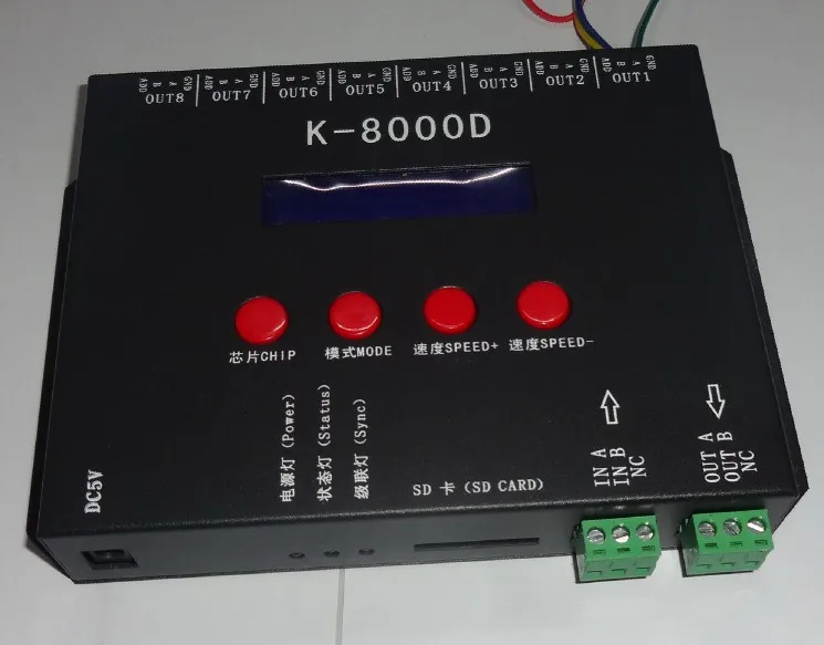 Контроллер пикселей для sd карты DMX 8 портов (512 * 8) поддержка стандартного чипа dmx512/K