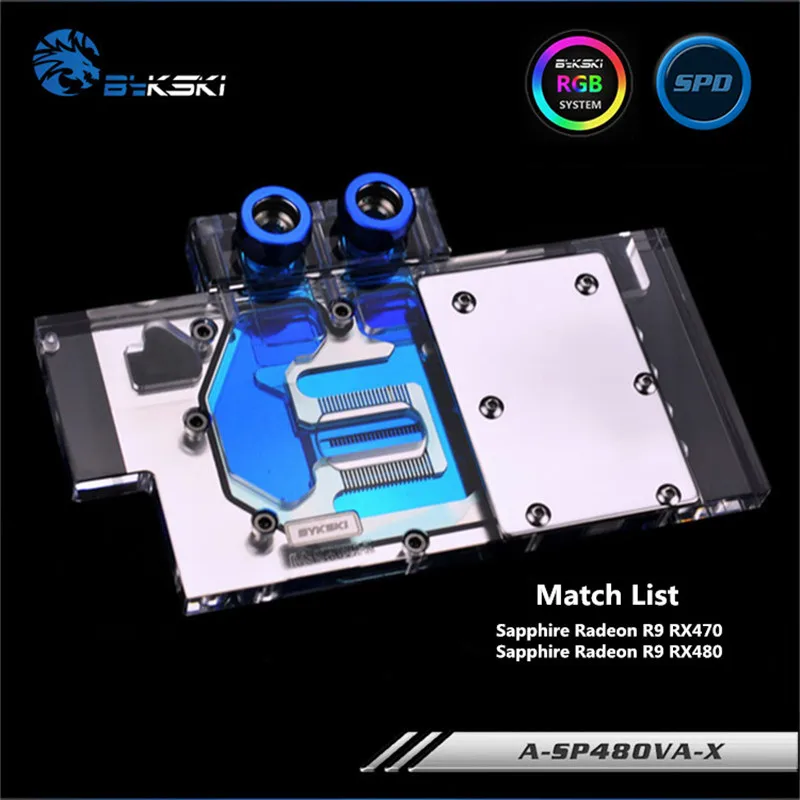 Bykski Full Coverage GPU Water Block For Sapphire Radeon R9 RX470 RX480 Graphics Card A-SP48OVA-X | Компьютеры и офис