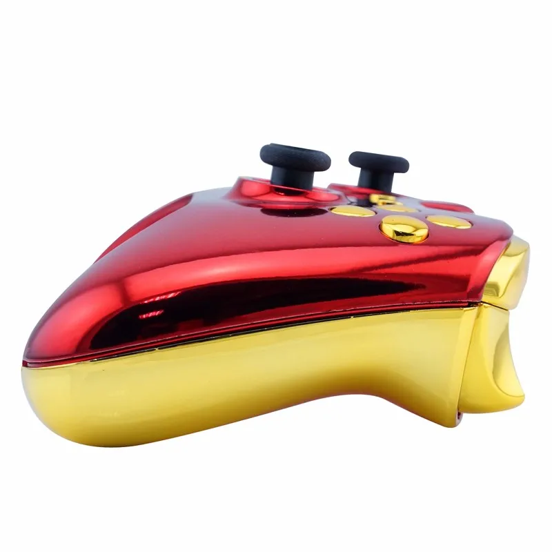 New Arrival Custom Chrome Red Replacement Shell + Gold Buttons Mod Kit for Microsoft Xbox one 1 wireless controller Iron Man  (3)