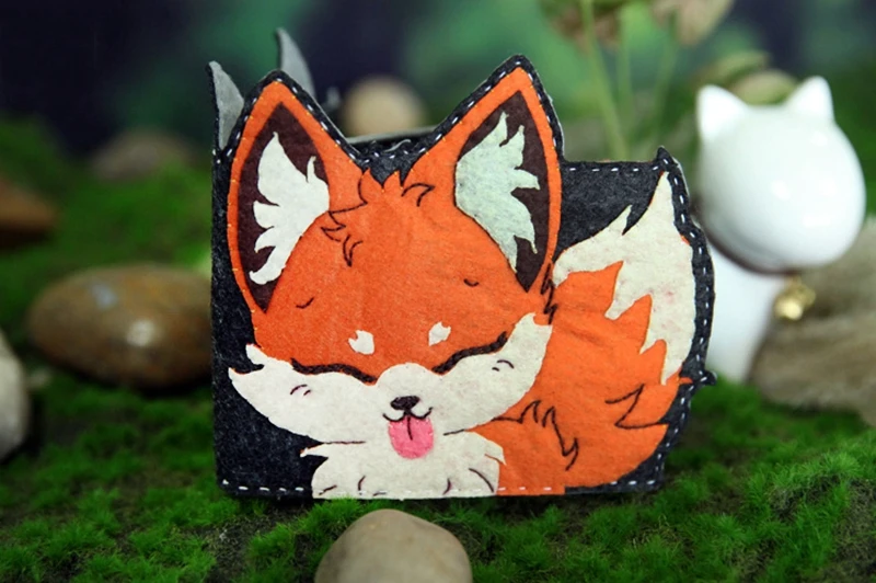 2019 новый милый лиса войлочный бумажник из фетра DIY держатель номерного Ручной