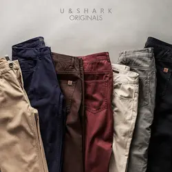 U & SHARK 2018 весна лето повседневные брюки Мужская брендовая одежда Высокое качество рабочие брюки Slim Fit хлопковые брюки Чинос формальные