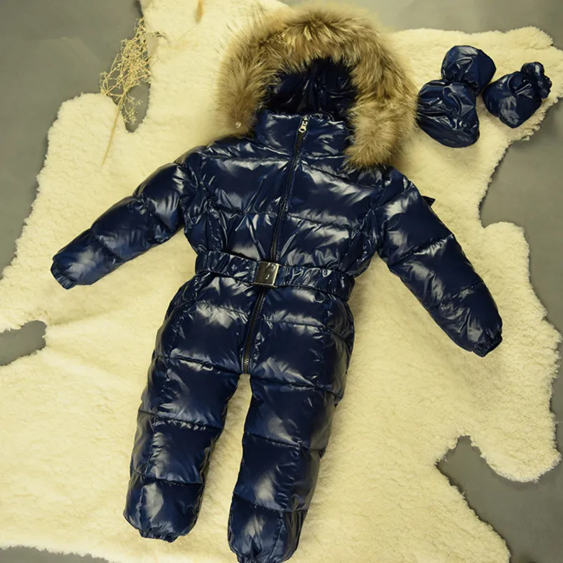 

-30 Degree Russia Baby Girl Clothes Winter Snowsuits Romper Baby Boys Romper Jumpsuit Duck Down Hood Baby Rompers Thick Warm Fur
