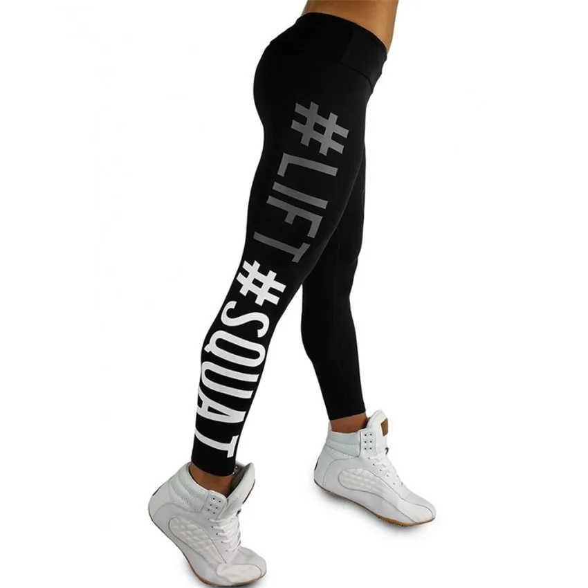 Новые женские спортивные Леггинсы с буквенным принтом обтягивающие штаны с высокой талией эластичные леггинсы для бега фитнес-плотно облегающие брюки