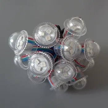 

300pcs D26 RGB Color26mm 3leds 5050 smd led module light source IP68DC12V input 3LEDs/Module transparent cover10cm wire spacing