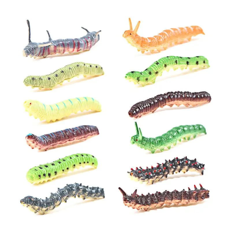 

12pcs/set Simulation Animal Worm Figures Model Toys Halloween Jokes Trick Kids Educational Collection Gift