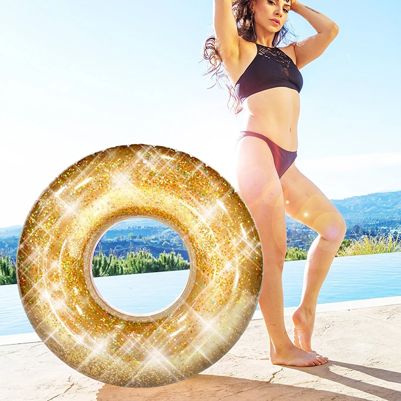 Inflatable-Holographic-Glitter-Swimming-Ring-in-Gold-Sequins-Swim-Circle-Raft-for-Adults-Beach-Fun-Water