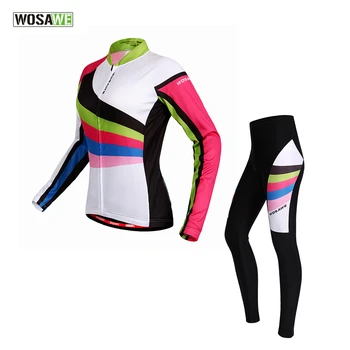 

WOSAWE 2019NEW Pro Thin Long Sleeve Cycling Jersey Sets Women Sportswear Mtb Bike Bicycle 3D Gel Padded Cycling Clothing