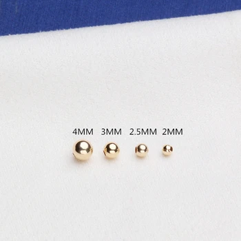 

1/PCS DIY Bead G14K Gold Beads Pick Size 2/3mm Smooth Ball Spacer Beads Jewelry Findings Making Wholesale