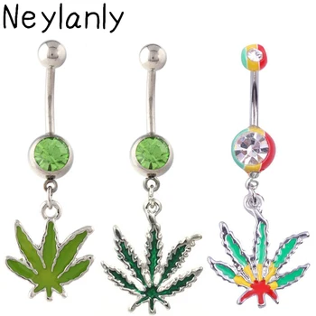

12PCS Pot Maple Leaf Belly Button Rings Body Piercing Jewelry for Cute Girls Womens 316L Surgical Steel Piercing Navel ombligo