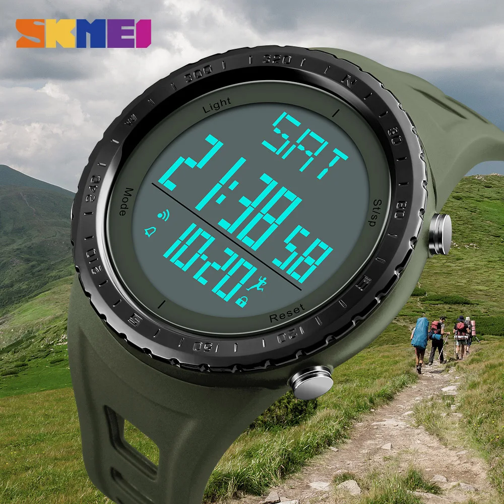 SKMEI 1288 Man Digital Sport Wrist Watch El Back Light Calories Tracker Pedometer Men s Waterproof 5