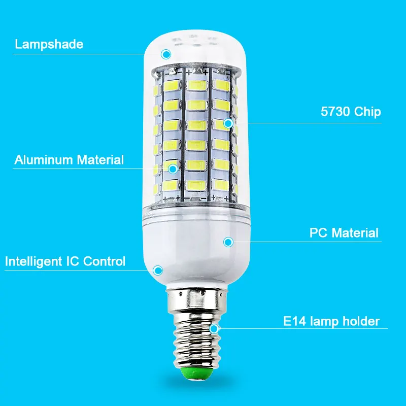 Светодиодный светильник E14 220 в 110 В светодиодный 5730 SMD кукуруза люстра свеча