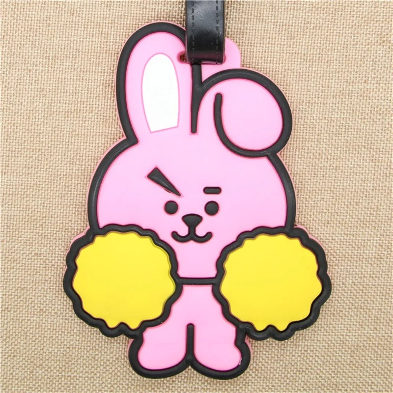 

BT21 PINK COOKY Travel Accessories Creative Baggage Boarding Tags Luggage Tag PVC Gel Suitcase ID Addres Holder Portable Label