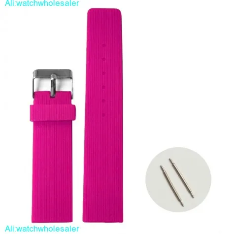 22mm Charm Magenta Silicone Jelly Rubber Ladies Watch Band Straps WB1071J22JB