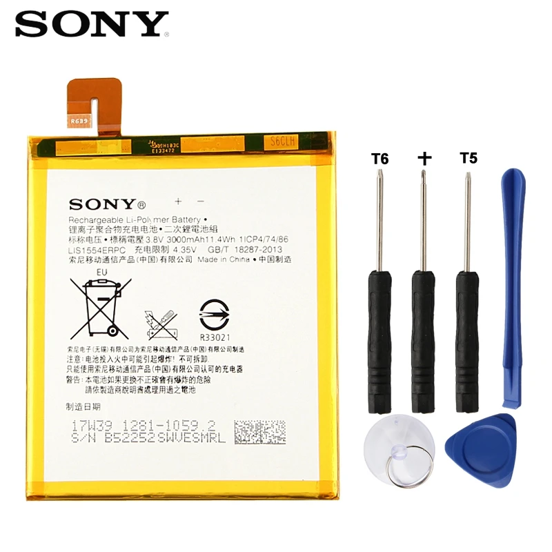 

Original SONY Battery For Sony Xperia T2 Ultra XM50t XM50h D5303 D5306 LIS1554ERPC Genuine Replacement Phone Battery 3000mAh