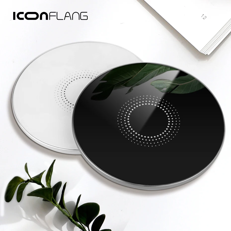 Ultra Thin Tempered Glass Fast Charge Wireless Charger Mobile Phone Charger for iphone 8 X 7 Plus Charging Dock