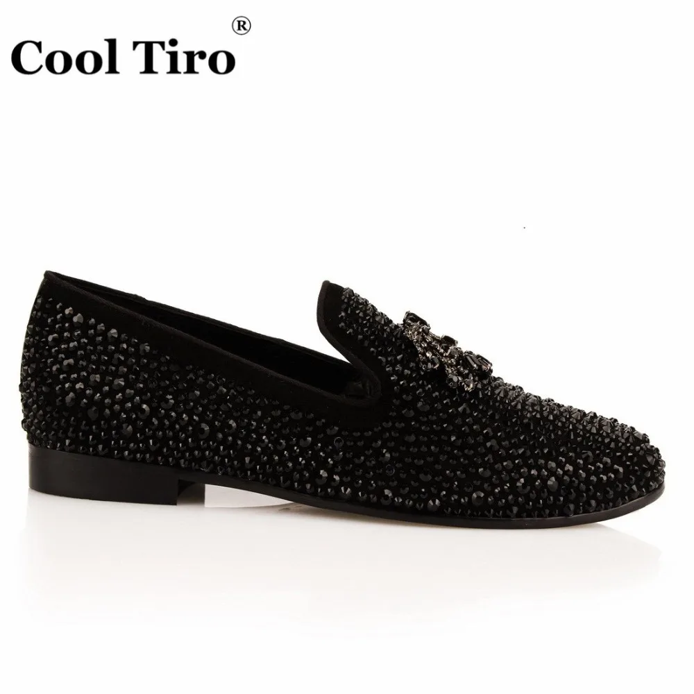 Men Loafers Crystals Tassel Black Rhinestones Strass (6)