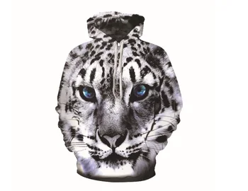 

New digital printed snow leopard hoodie for lovers dw-33 custom Polyester pullver pullover hoodie printing hoodies