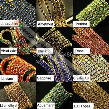 

10y High Quality SS16 4mm close set crystal rhinestone cup chain Gold Silver 13 Colours For Jewelry Findings