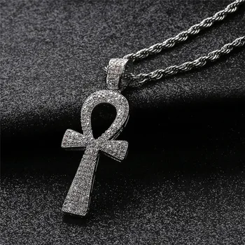 Egyptian Ankh Key Pendant Necklace With Chain 2 Colors Fashion Necklace Hip Hop Jewelry