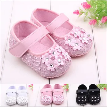 

Fashion Lovely Flowers Baby Shoes First Walkers Infants Girls Soft Sole Shoes Toddlers Princess Shoes