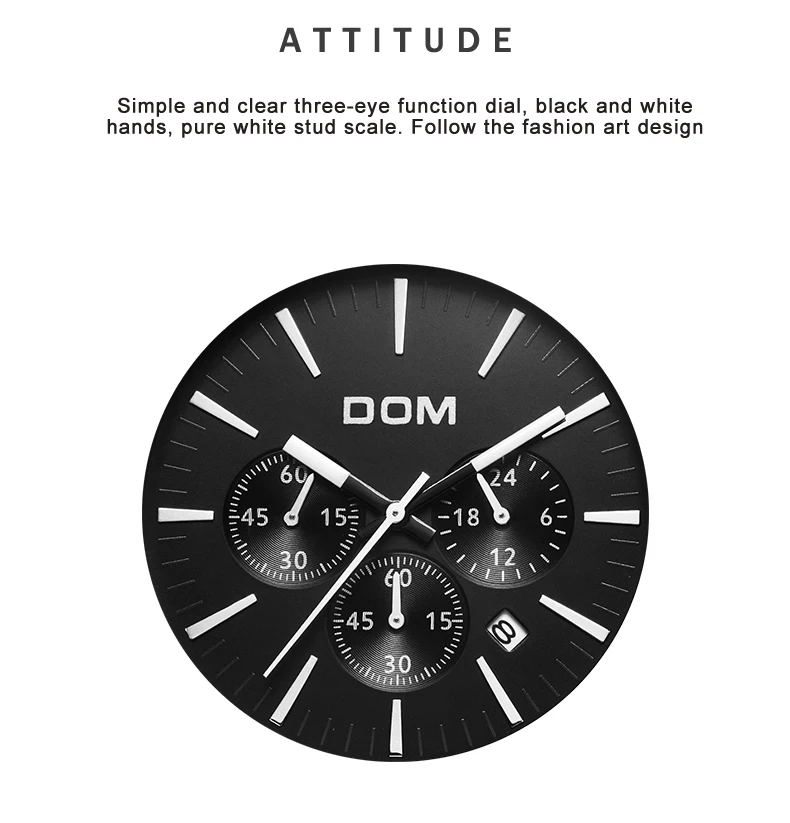DOM Relogio Masculino Для мужчин часы Роскошные известный бренд Мужская Мода Повседневное часы военные Кварцевые наручные часы M-635