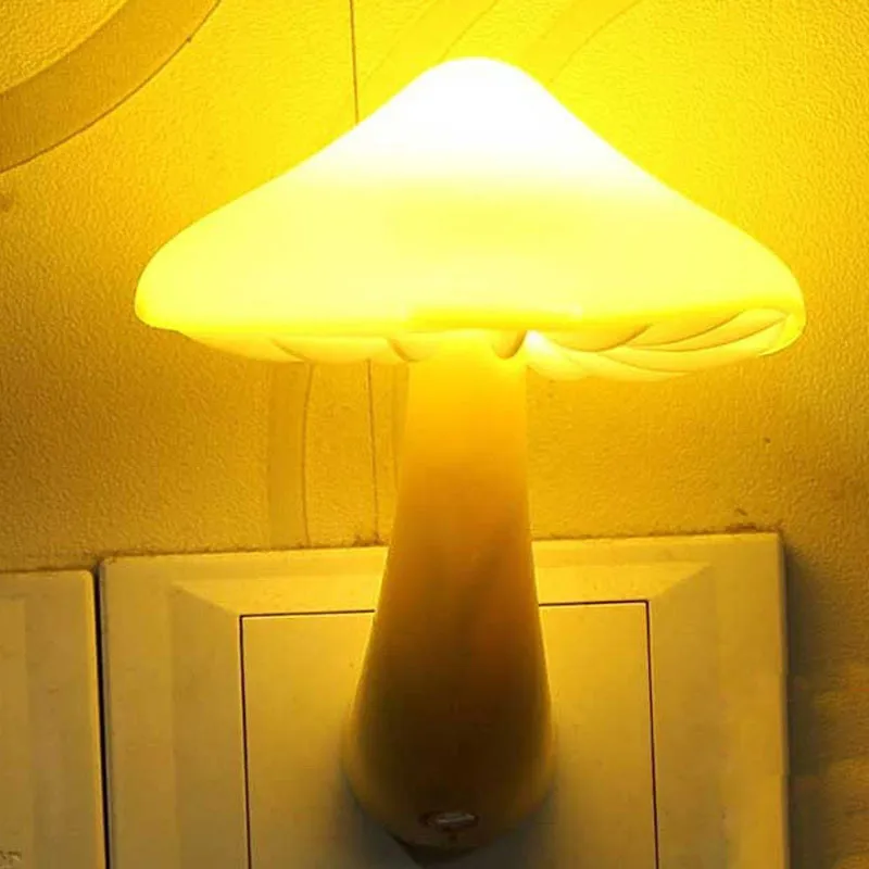 CARPRIE New Warm Yellow Mushroom Wall Socket Lights Room Light