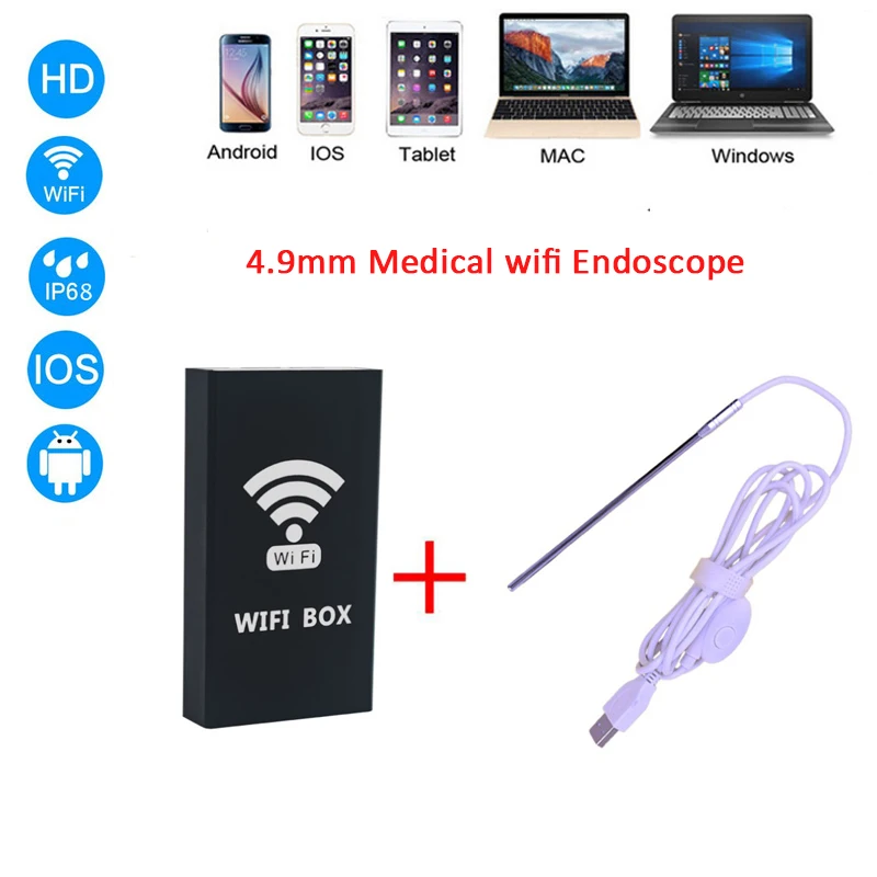 

Newst WIFI Endoscope Camera Mini Waterproof Inspection Camera 4.9MM Ear Nose Medical USB Otoscope For Iphone Android Smartphone
