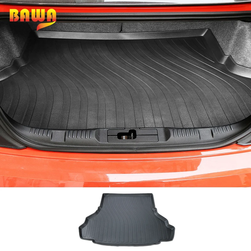 

HANGUP Heavy Duty Rubber Trunk Cargo Liner Floor Mat Interior Decoration Stickers For Ford Mustang 2015 Up Car Styling