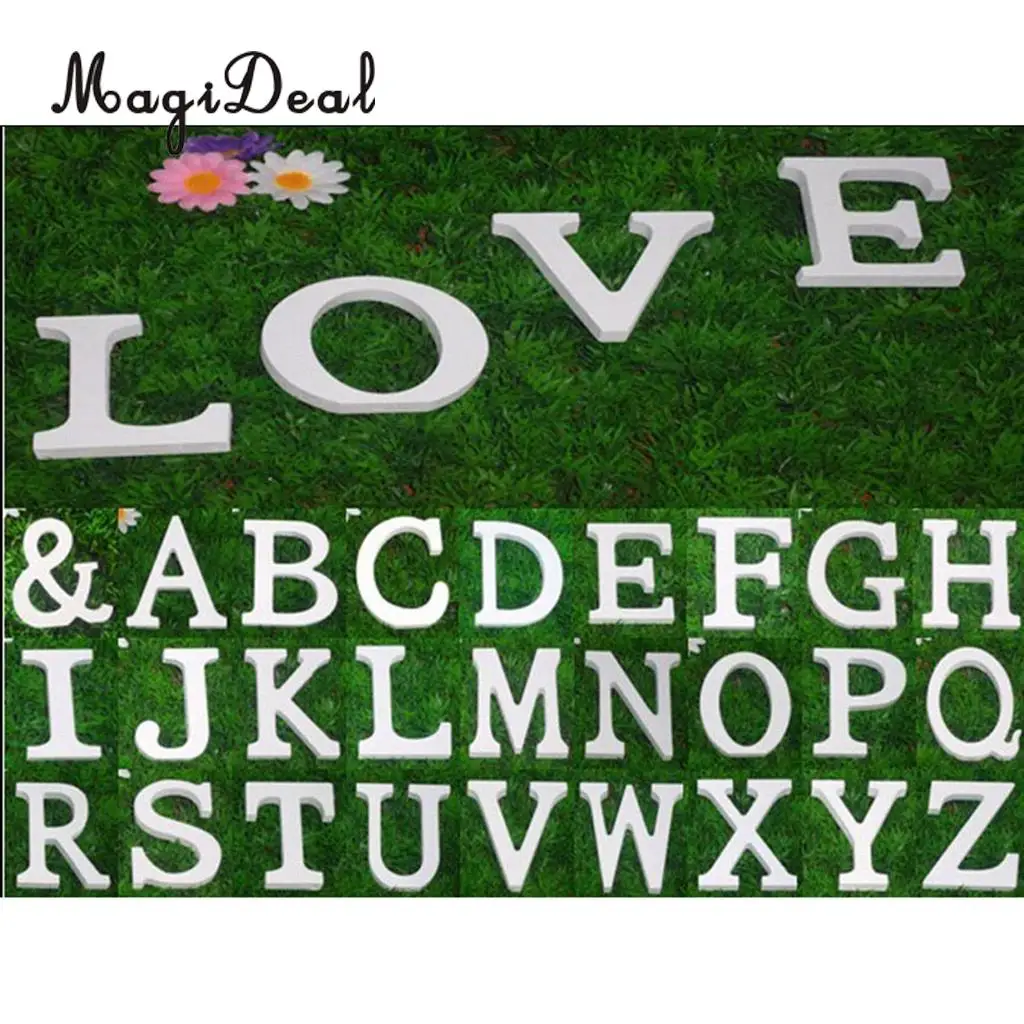 Wooden Alphabet DIY Block Words Sign Hanging Decor Letter for Home Bedroom Office Wedding Party Decor White