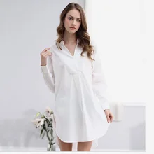 Sexy Women Dress Casual White Cotton Lingerie Sleepshirts Women Nightgown Loose Women Long Shirts Sleepwear Night Shirts