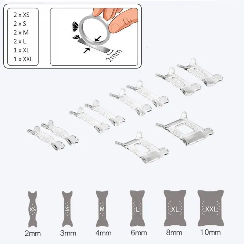 

10Pcs Ring Adjuster Glue Jewelry Resizing Tools Durable Invisible Assorted Types Guard Transparent Ring Size Reducer