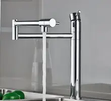 fashion high quality chrome brass foldable kitchen faucet hot and cold kitchen sink faucet 360 degree rotating water tap