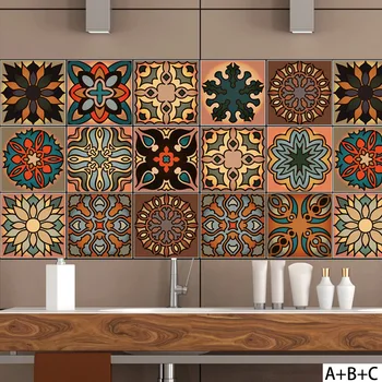 Morocco Classic Tile Stickers For Kitchen Bathroom DIY Wall Decor Wallpaper Vinyl Home Decal 5PCS 20x20cm Livingroom Furniture