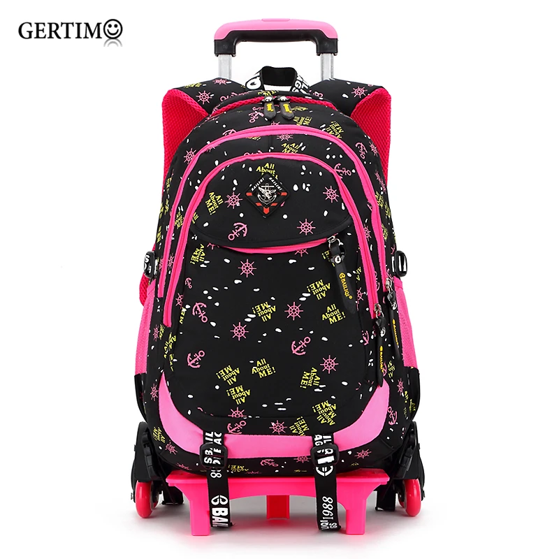 

2 /6 Wheels High Quality Girls Trolley Backpack Schoolbag Orthopedic Bags For Children Trolley School Bag Boys Backpack