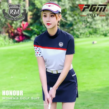 

PGM Golf Patchwork Skirt Sets Women Short Sleeve T-shirt Safetly Golf Tennis Skirt Summer Fashion Comfortable Golf Apparel D0742