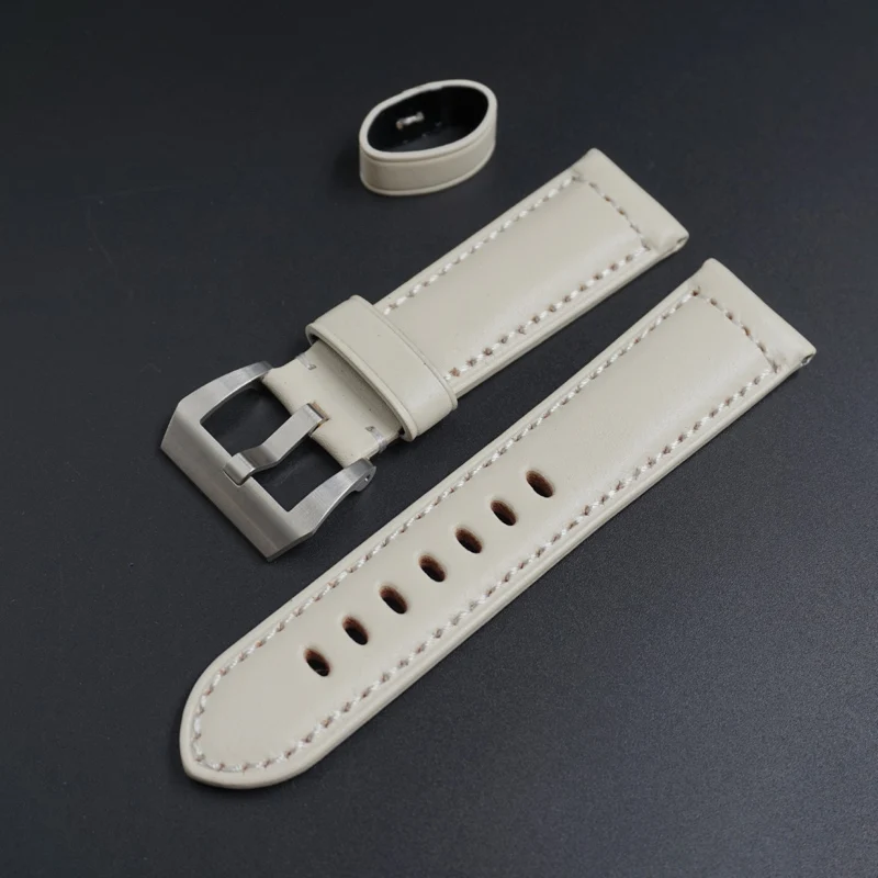

44mm Brand Vintage Italian cow leather watch band 24mm white bracelet watchband For PAM441/Panerai strap belt PAM tools logo