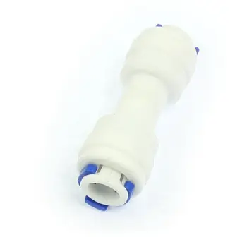 

White Blue Plastic Water Pipe Fitting 6mm Dia Straight Connector Adapter