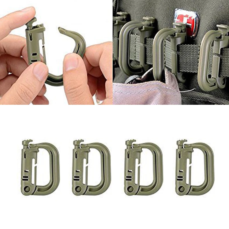 

Carabiner D-ring Clip Molle Webbing EDC attach Shackle Grimlock Hike Mountain climb Outdoor Backpack Buckle Snap Lock Camp