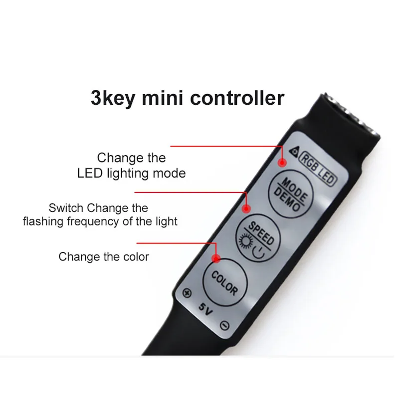 HKZZI USB светодиодный мини 3 клавишный контроллер 0 5 м 1 2 RGB липкий светильник гибкий