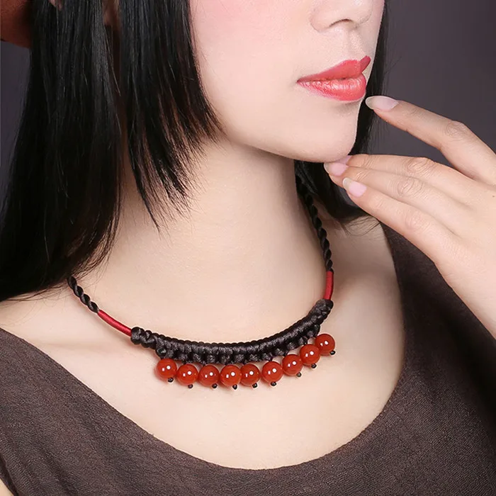 Pure Handmade Exotic Jewelry statement  bell vintage choker necklace  New Ethnic flavor red necklace