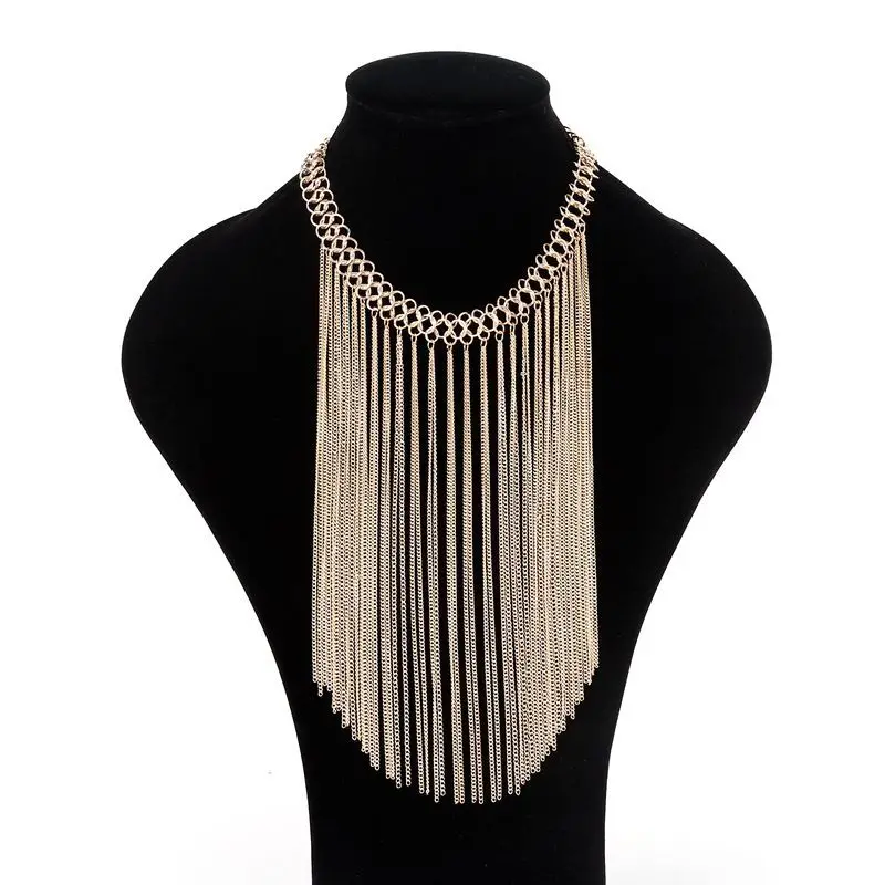 

Kymyad Collier femme Choker Necklace Women Tassel Chain Necklaces & Pendants Maxi Colar Bijoux Statement Necklace Accessory